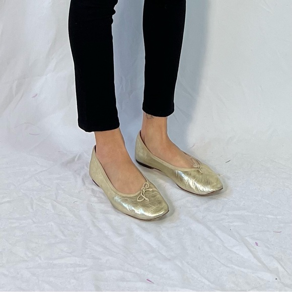 J. Crew Zoe Ballet Flats in Metallic Leather Gold - Picture 2 of 9